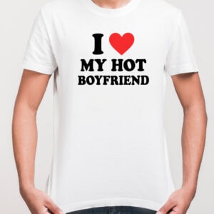 koszulka z nadrukiem i love my hot boyfriend