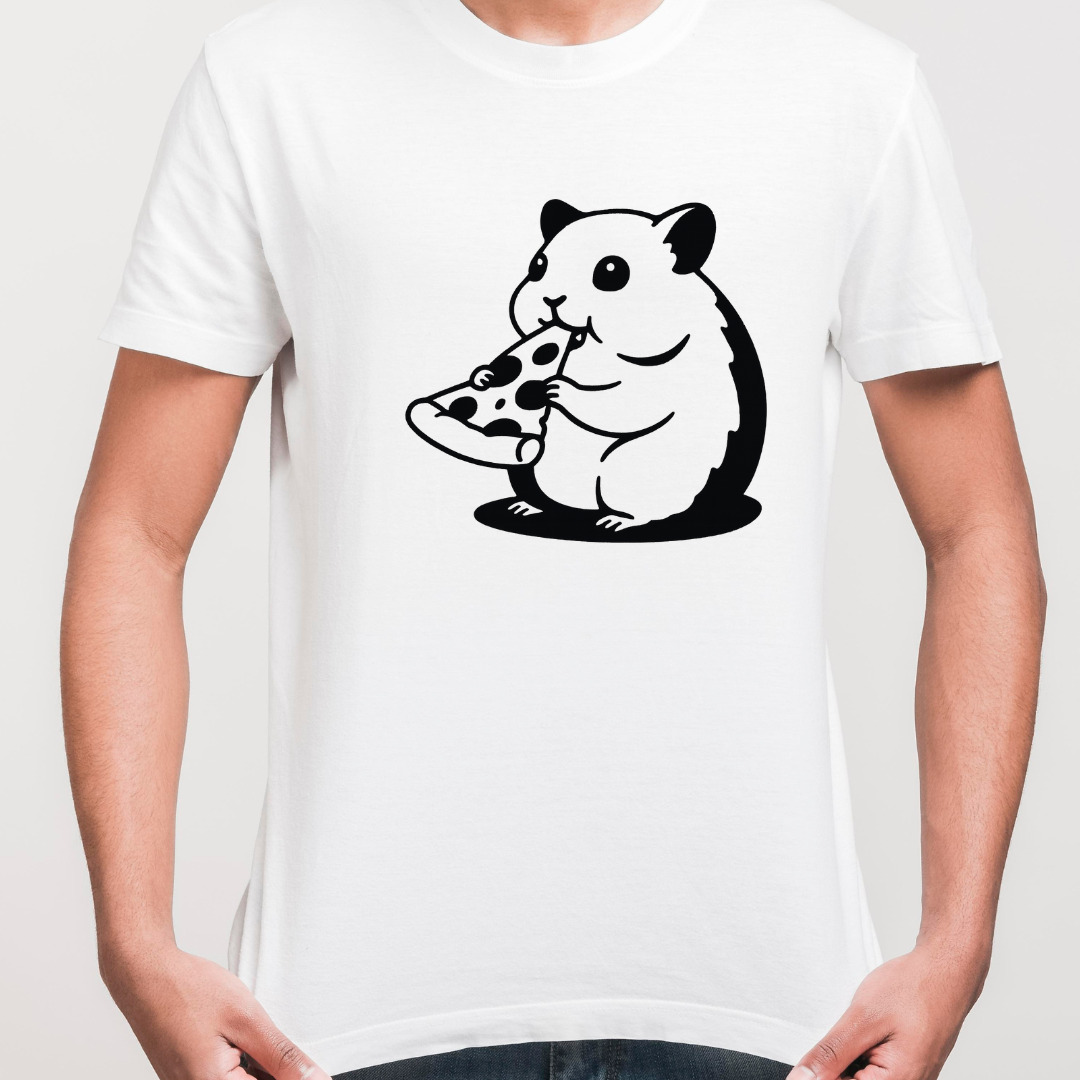 koszulka z nadrukiem chomik z pizza