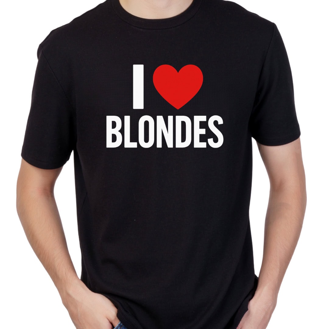 koszulka z nadrukiem i love blondes czarna