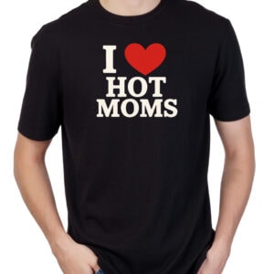 koszulka z nadrukiem i love hot moms czarna