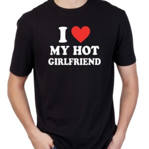 koszulka z nadrukiem i love my hot girlfriend czarna