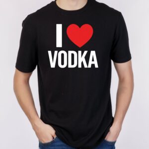 koszulka z nadrukiem i love vodka czarna